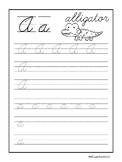 Cursive Handwriting Alphabet Animals Pages