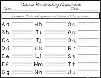 Cursive Handwriting Assessment by The Limitless Teacher | TpT