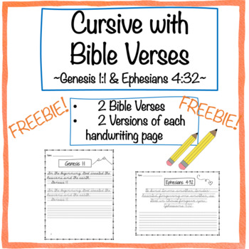 Preview of Cursive Handwriting - Bible Verses FREEBIE!