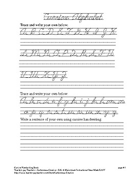 Cursive Handwriting Book by Carbonneau Creative | TPT