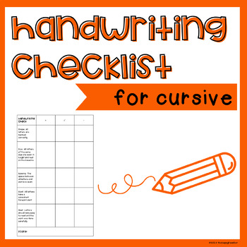 Preview of Cursive Handwriting Checklist