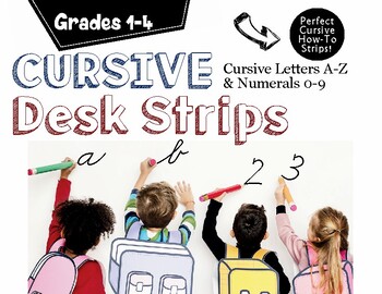 Preview of Cursive Handwriting Desk Strips: Letters A-Z and Numerals 0-9