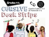 Cursive Handwriting Desk Strips: Letters A-Z and Numerals 0-9