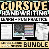 Cursive Handwriting Learn + Fun Practice Sheets! BUNDLE, M
