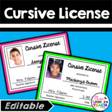 Cursive Handwriting License and Exam for Cursive Writing
