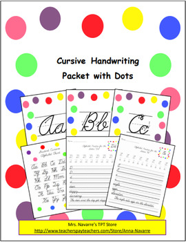 Preview of Cursive Handwriting Packet with Dots