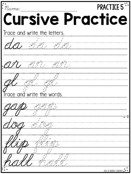 Cursive Handwriting Practice by Berry Creative | TpT