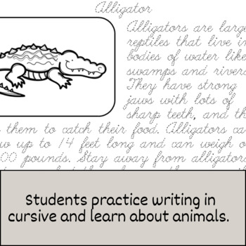 Indented Cursive Handwriting Practice With Animals For Kids