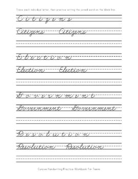 Cursive Handwriting Practice Copybook for Teens by Penmanship Plus