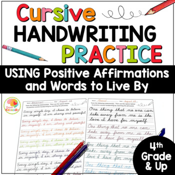 Preview of Cursive Handwriting Practice: Daily Writing Positive Affirmations for Children