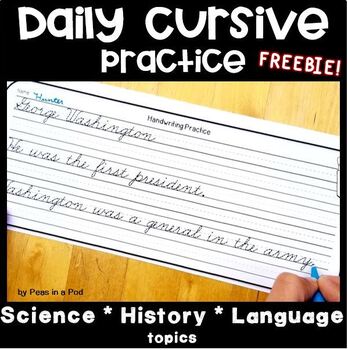 Preview of Cursive Handwriting Practice FREE Cursive Writing Early Finisher Packet