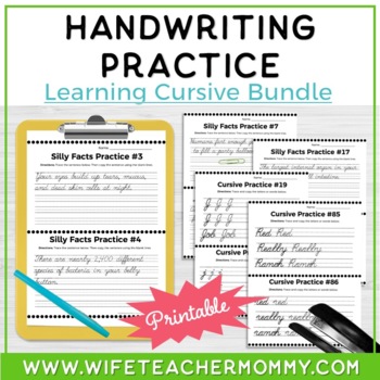 Cursive Handwriting Practice: Learning Cursive Bundle by Wife Teacher Mommy