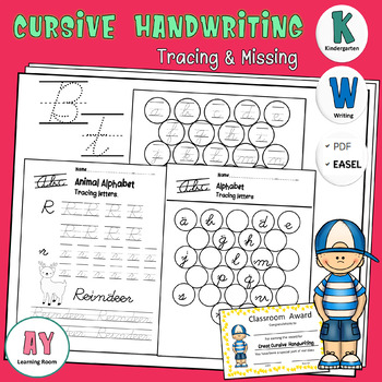 Preview of Cursive Handwriting Practice | Lower case letters | Letter Tracing | Missing A-Z