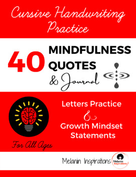 Preview of Cursive Handwriting Practice Mindfulness Quotes with Growth Mindset Mini Pack
