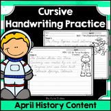 Cursive Handwriting Practice Pages - April History | Dista