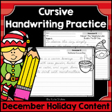 Cursive Handwriting Practice Pages - December Holidays
