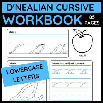 Preview of Cursive Handwriting Practice Pages - Lowercase alphabet workbook - D'Nealian