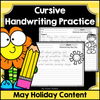 Preview of Cursive Handwriting Practice Pages - May Holidays