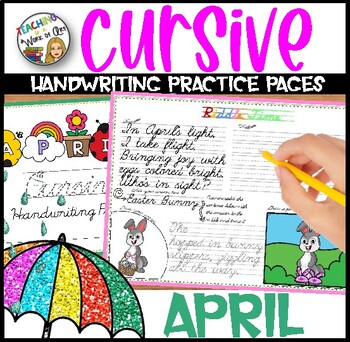 Preview of Cursive Handwriting Practice Pages Monthly Seasonal - APRIL