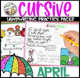 Cursive Handwriting Practice Pages Monthly Seasonal - APRIL