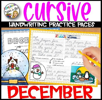 Preview of Cursive Handwriting Practice Pages Monthly Seasonal - DECEMBER