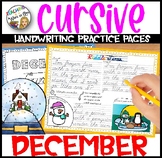 Cursive Handwriting Practice Pages Monthly Seasonal - DECEMBER