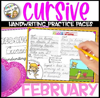 Preview of Cursive Handwriting Practice Pages Monthly Seasonal - FEBRUARY