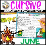 Cursive Handwriting Practice Pages Monthly Seasonal - JUNE