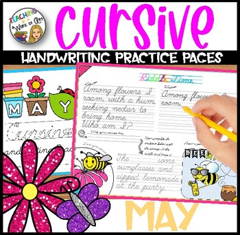 Preview of Cursive Handwriting Practice Pages Monthly Seasonal - MAY