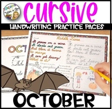 Cursive Handwriting Practice Pages Monthly Seasonal - OCTOBER