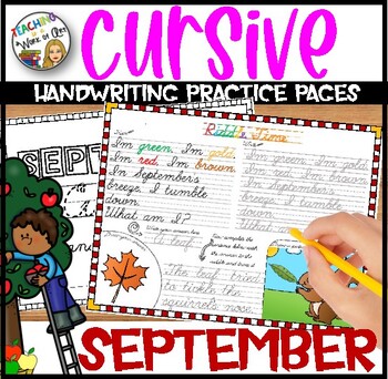 Preview of Cursive Handwriting Practice Pages Monthly Seasonal - SEPTEMBER