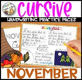 Cursive Handwriting Practice Pages Monthly Seasonal - NOVEMBER