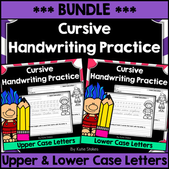 Preview of Cursive Handwriting Practice Pages - Upper & Lower Case BUNDLE