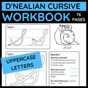 Preview of Cursive Handwriting Practice Pages - Uppercase alphabet workbook - D'Nealian