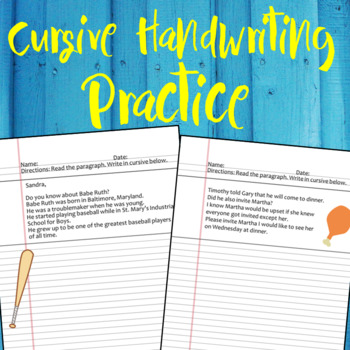 Preview of Cursive Handwriting Practice Paragraphs