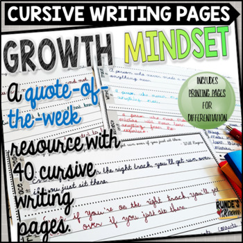Preview of Cursive Handwriting Practice and Printing Practice with Growth Mindset