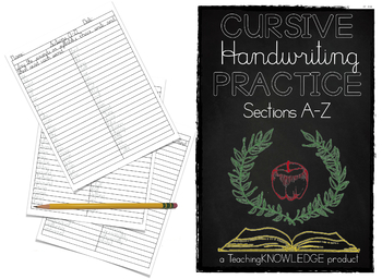 Preview of Spalding Cursive Handwriting Practice, Sections A-Z