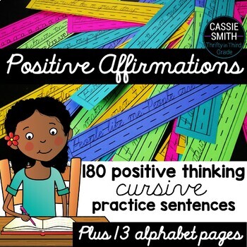 Preview of Cursive Handwriting Practice Sentences Positive Affirmations Cursive Alphabet