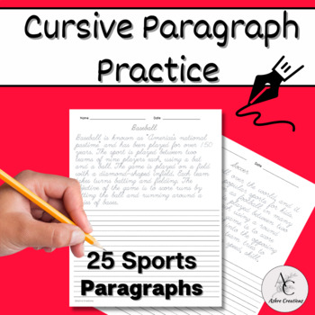 Preview of Cursive Handwriting Practice Sports Paragraphs
