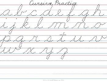 Cursive Handwriting Practice Tracing Sheets by Mrs Richard EE Resources