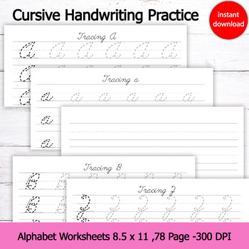 Cursive Handwriting Practice Uppercase And Lowercase Letter Tracing ...