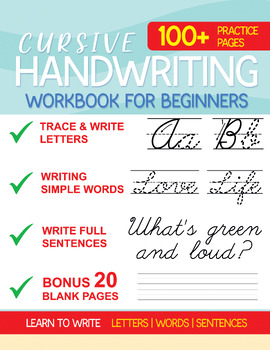 Preview of Cursive Handwriting Practice Workbook for Beginners (Printable PDF Download)