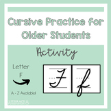 Cursive Handwriting Practice Worksheet Activity Letter F