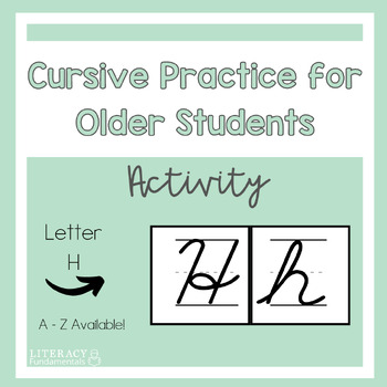 Preview of Cursive Handwriting Practice Worksheet Activity Letter H