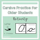 Cursive Handwriting Practice Worksheet Activity Letter O