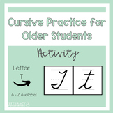 Cursive Handwriting Practice Worksheet Activity Letter T
