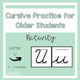 Cursive Handwriting Practice Worksheet Activity Letter U
