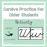 Cursive Handwriting Practice Worksheet Activity Letter W
