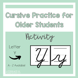 Cursive Handwriting Practice Worksheet Activity Letter Y