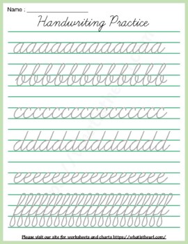 Preview of Cursive Handwriting Practice Worksheet | Alphabets a-z